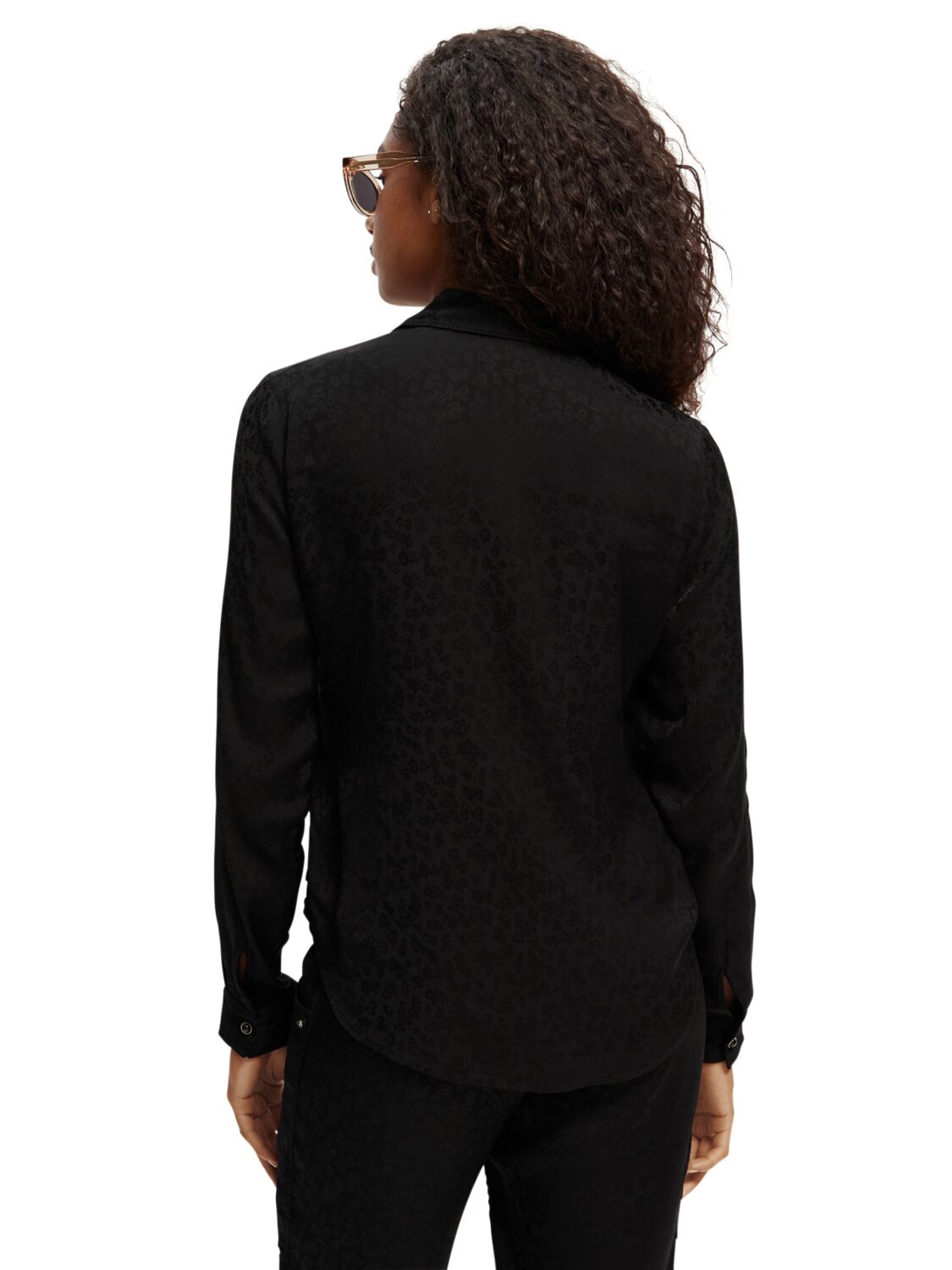 Блузка с длинным рукавом из жаккарда с отделкой вышивкой